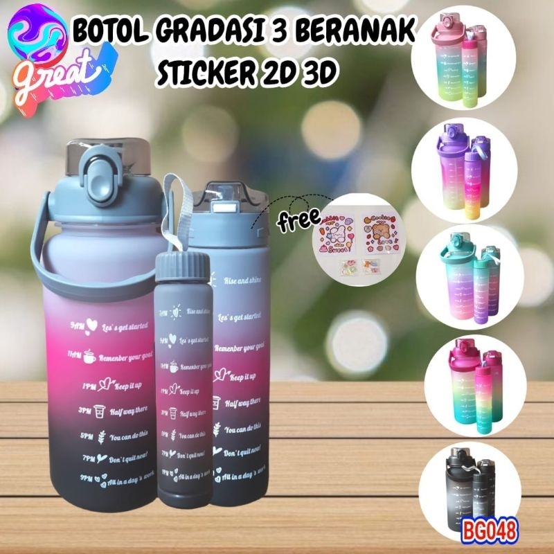 CNC Botol Minum Gradasi Beranak / Botol Gradasi 3in1 / Botol Minum Gradasi