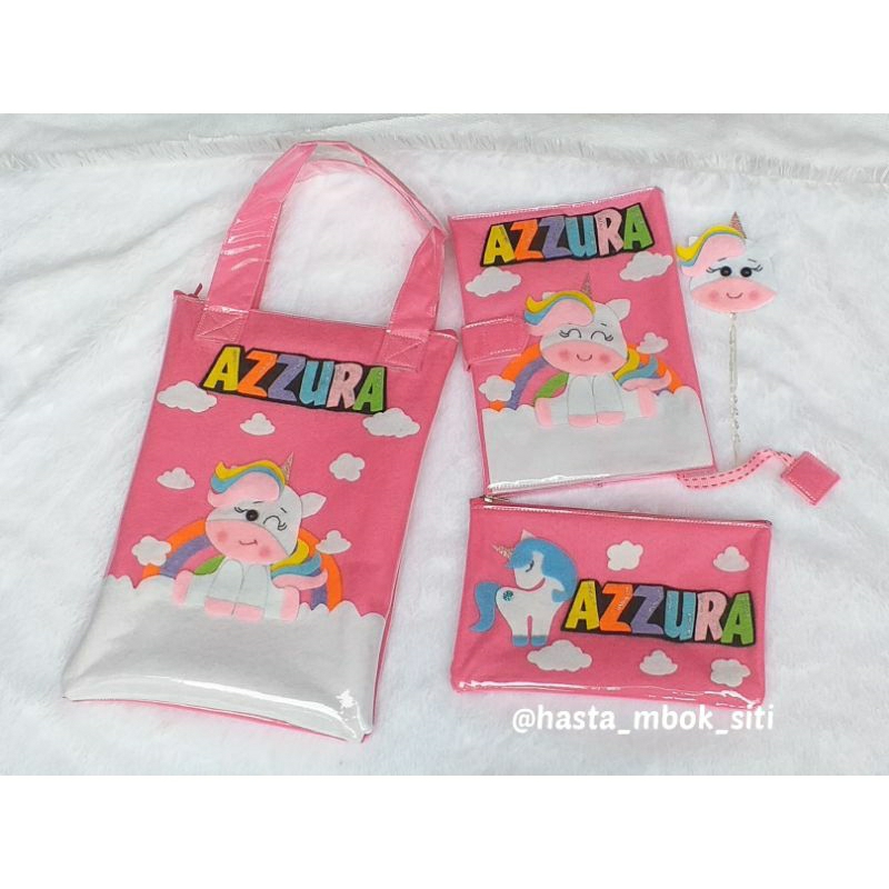 

paket tote bag ngaji, sampul iqro', dan tempat pensil