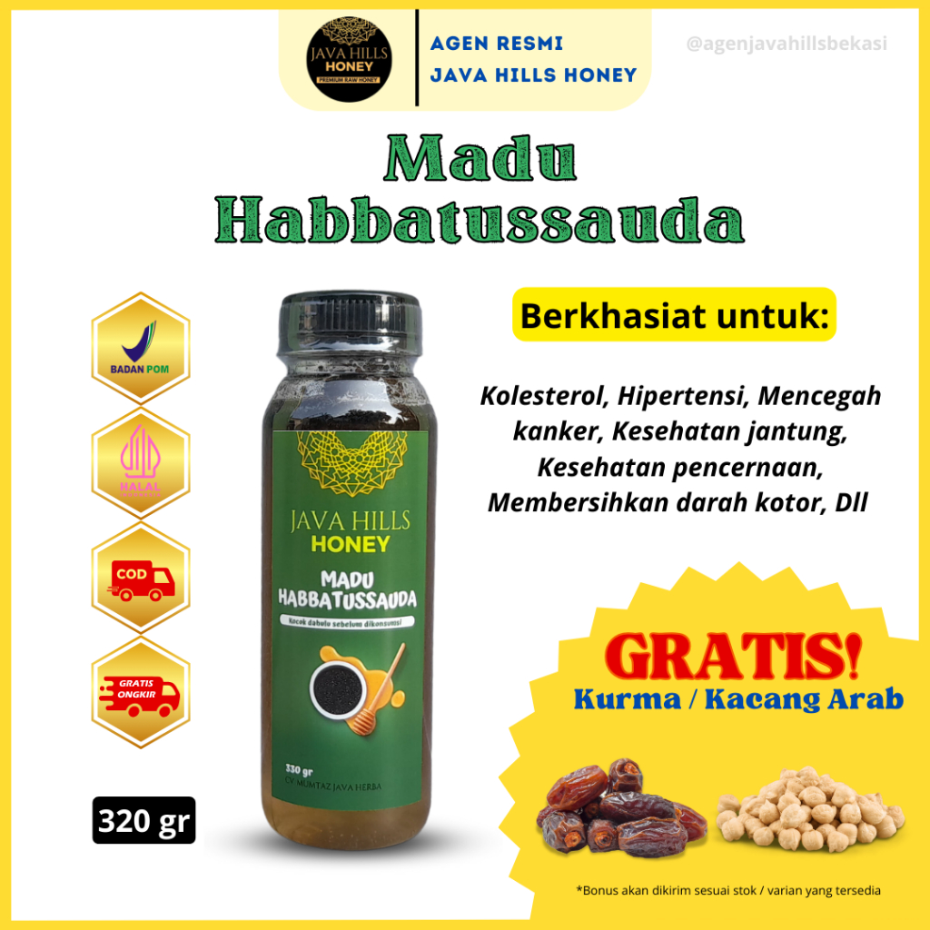 

Madu Habbatussauda Java Hills Honey / Habbatussauda Asli / Habbatussauda Murni Premium Asli