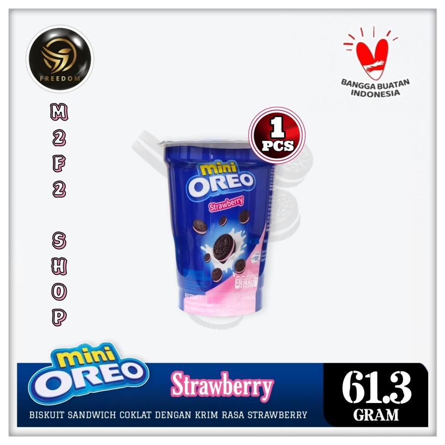 

Biskuit Oreo Cup Mini Strawberry Flavored Creme | Krim Stroberi - 61,3 gr (Kemasan Satuan)