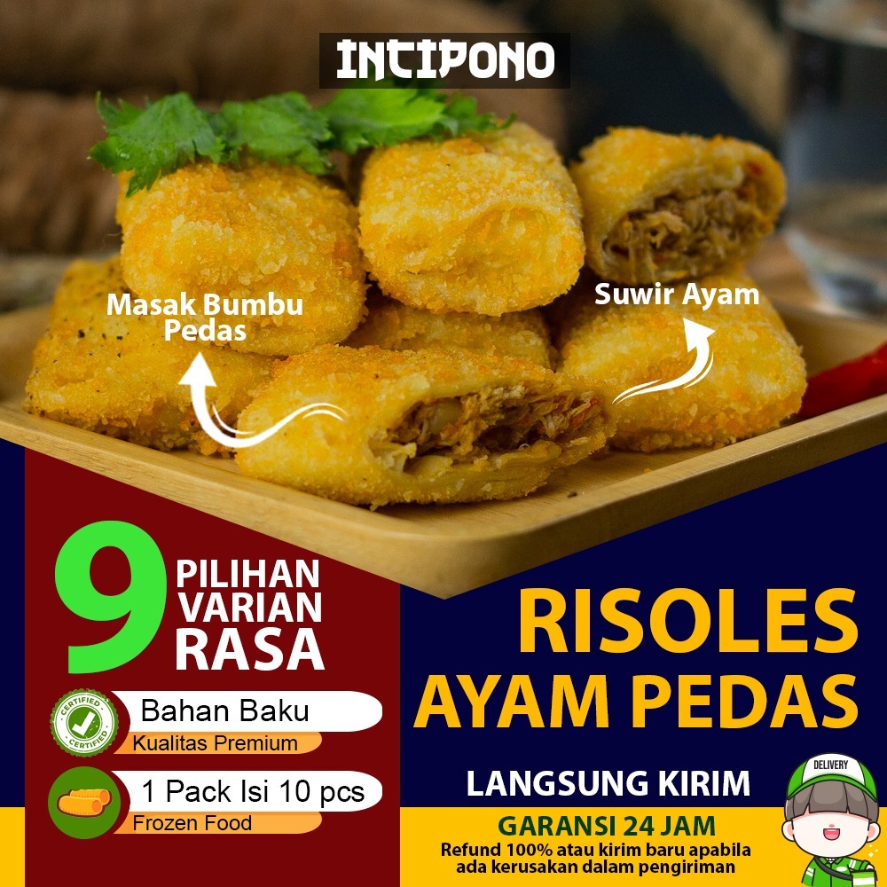 Incipono Risoles Ayam Pedas Rasa Ayam Suwir Bumbu Ayam Pedas Lezat Isi 10 Frozen Food Premium Hotel