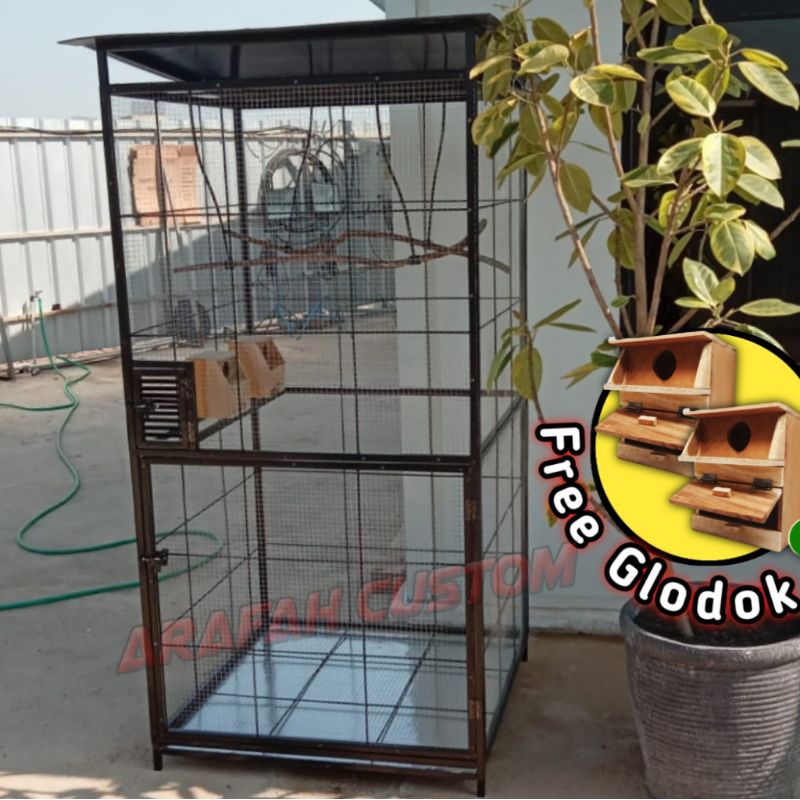 Sangkar Kandang Burung Ternak Koloni Kotak Besar Full Besi Lovebird Murai Perkutut Beo Jalak Kenari