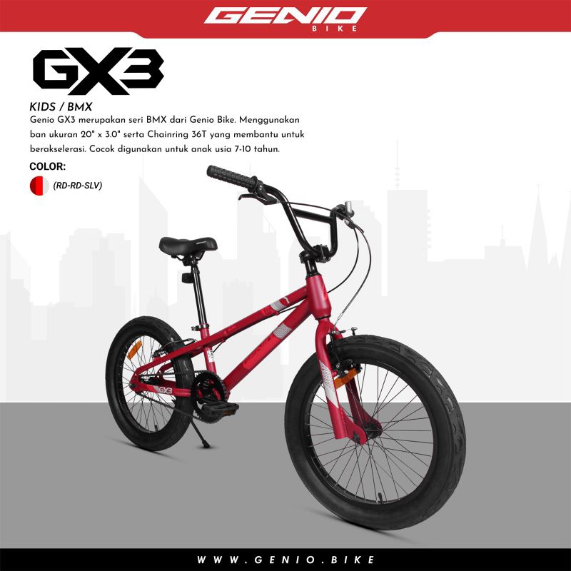 SEPEDA BMX 20 INCH GENIO GX01- GX02- GX03 BAN JUMBO