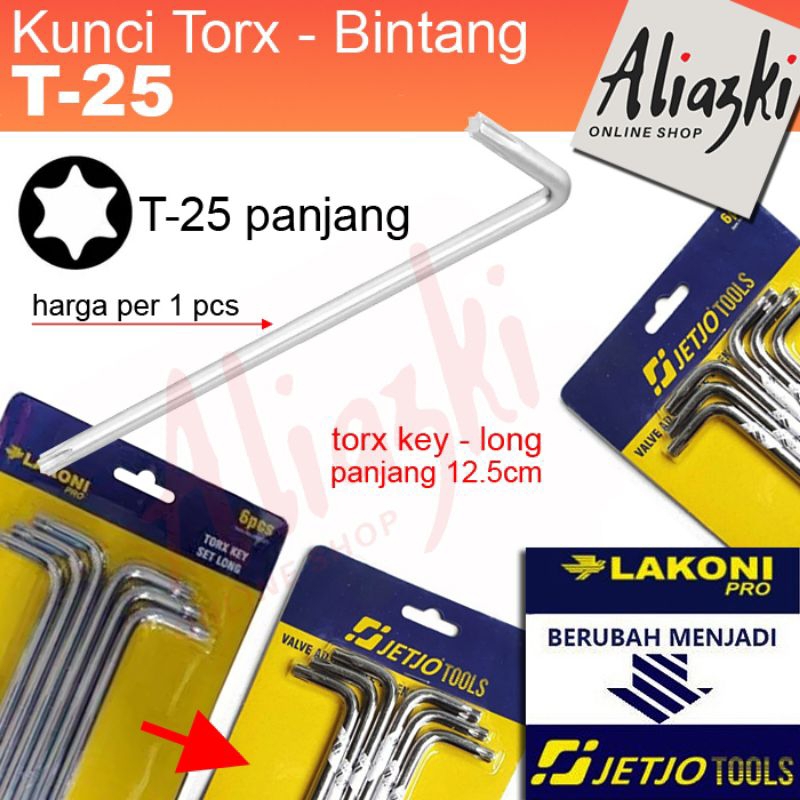 Kunci L Torx T 25 long - Kunci Bintang T25 PANJANG - Kunci L Bintang Buka Rotor Cakram Sepeda