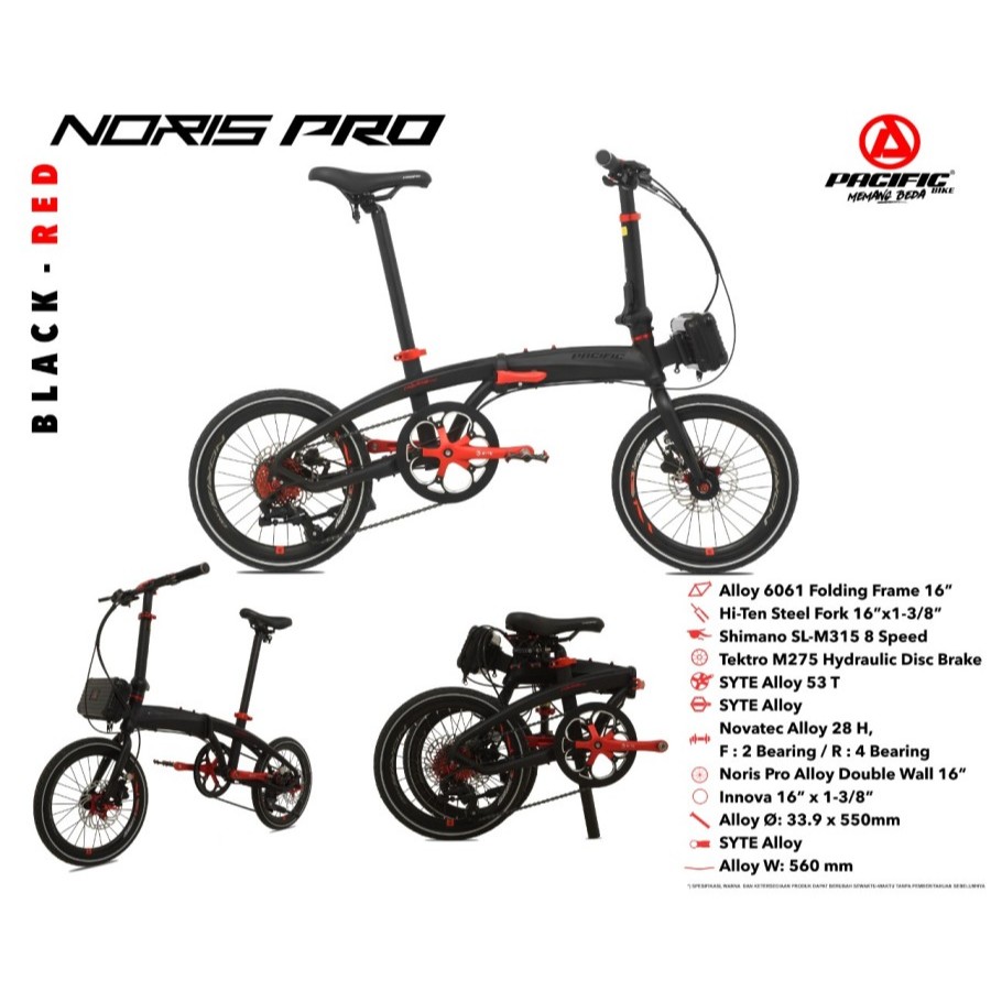 Sepeda Lipat PACIFIC NORIS PRO 16" ALLOY, SPLENDID 500 ALLOY