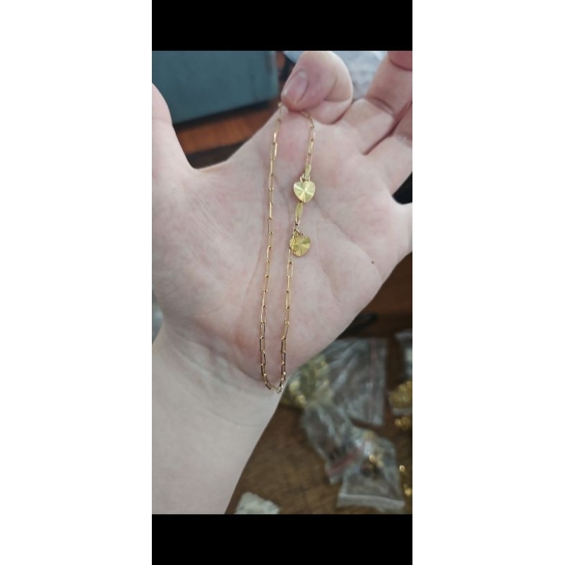 Gelang kaki jedar double layer 2 lapis dua susun emas asli 375 murah 26 cm 26cm