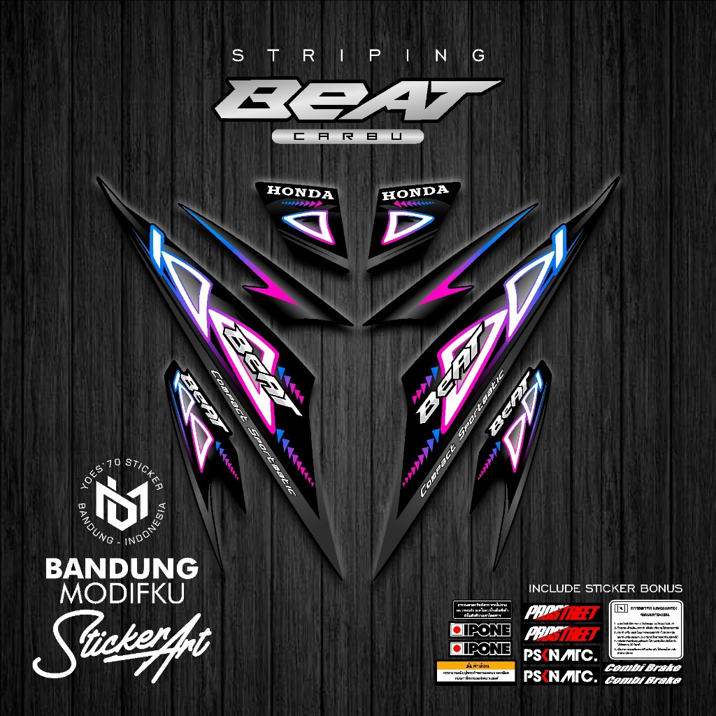 STRIPING STICKER MOTIF 7 / HONDA BEAT KARBU / BANDUNG MODIFKU / BETCARBU / STICKER VARIASI