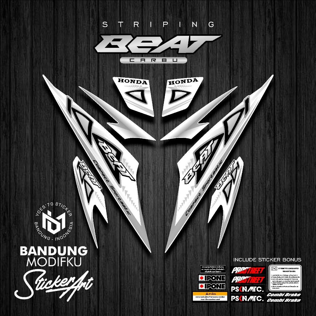 STRIPING STICKER MOTIF 10 / HONDA BEAT KARBU / BANDUNG MODIFKU / BETCARBU / STICKER VARIASI
