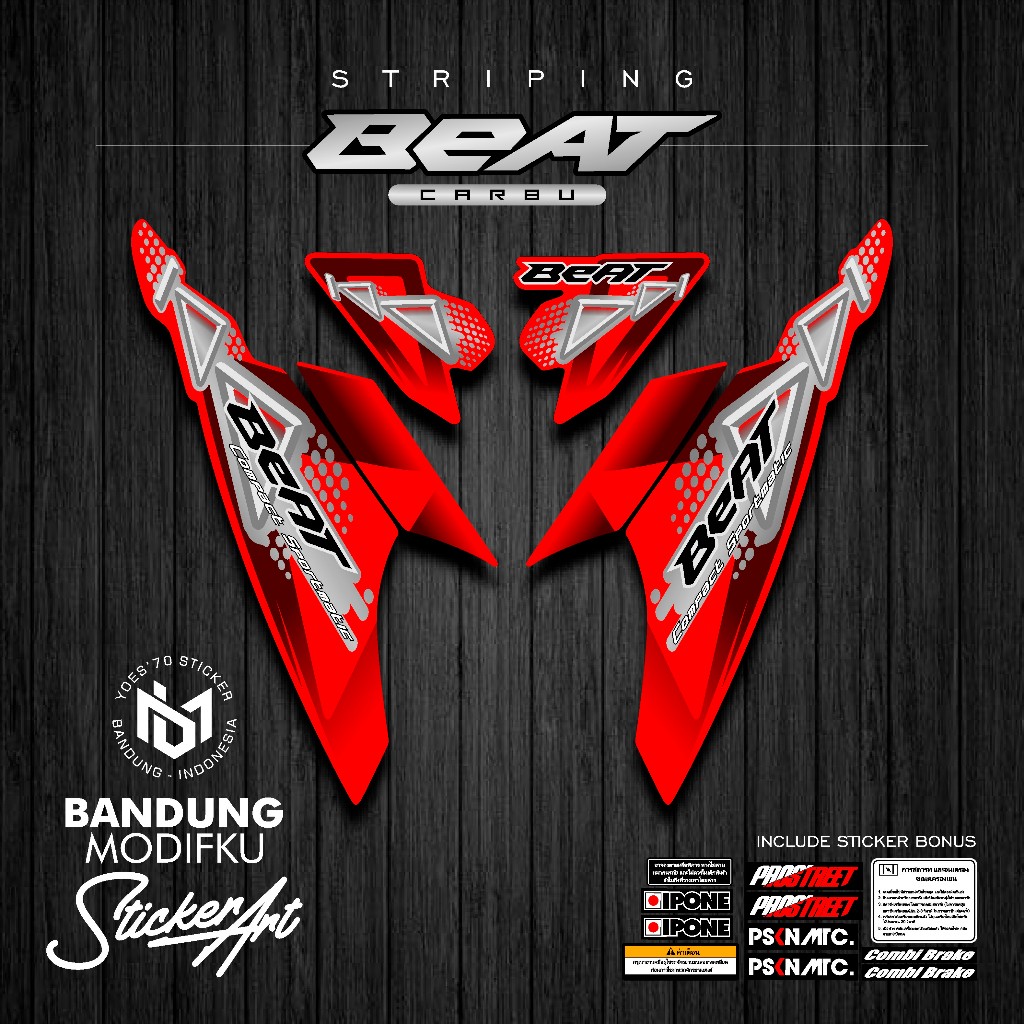 STRIPING STICKER MOTIF 13 / HONDA BEAT KARBU / BANDUNG MODIFKU / BETCARBU / STICKER VARIASI