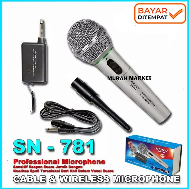 Mic wireless sony SN-781 microphone wireless plus kabel