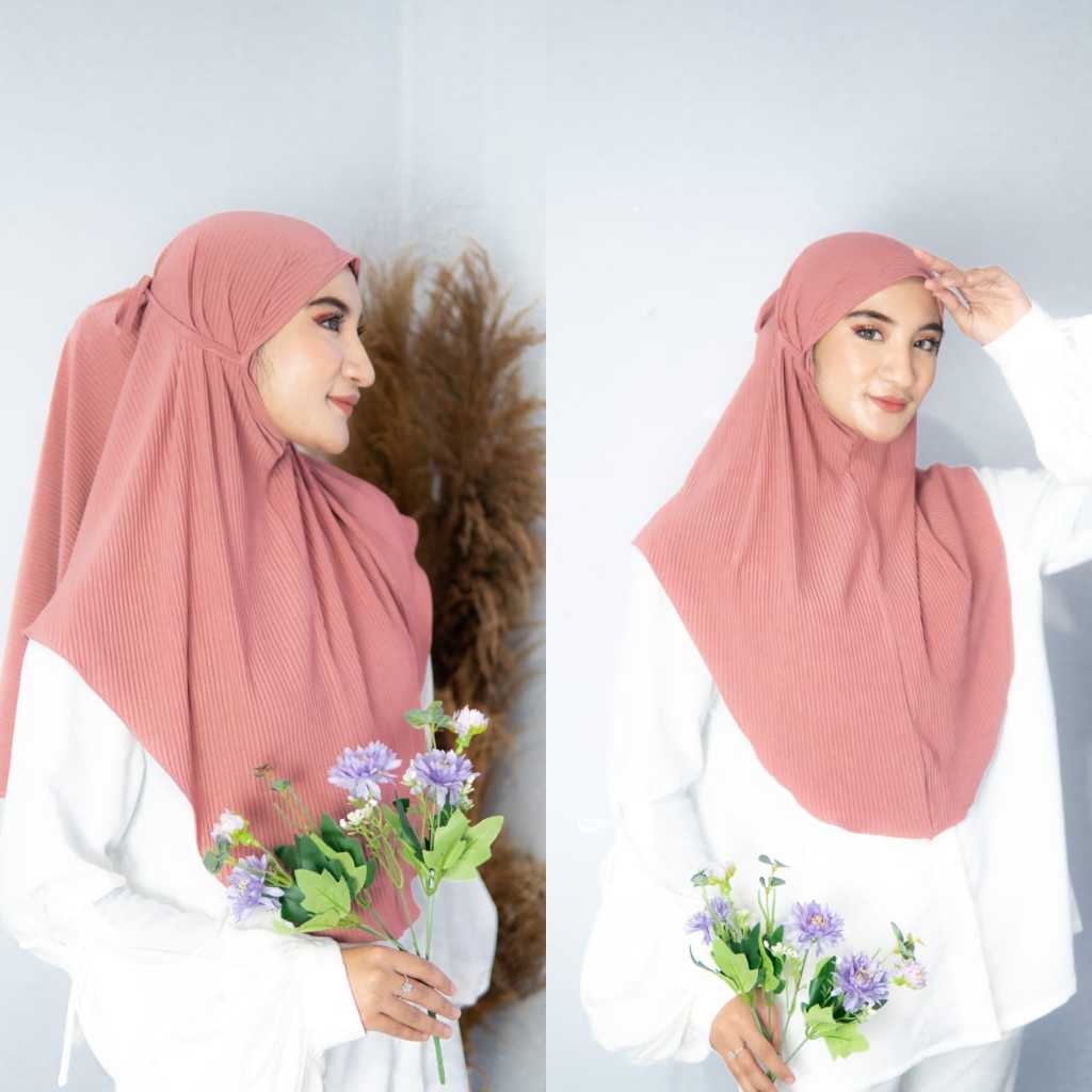 Hijab Bergo Maryam Plisket Full Lidi / Bergo Plisket Lidi Pad dan Non Pad / Bergo Plisket Tali / Hij