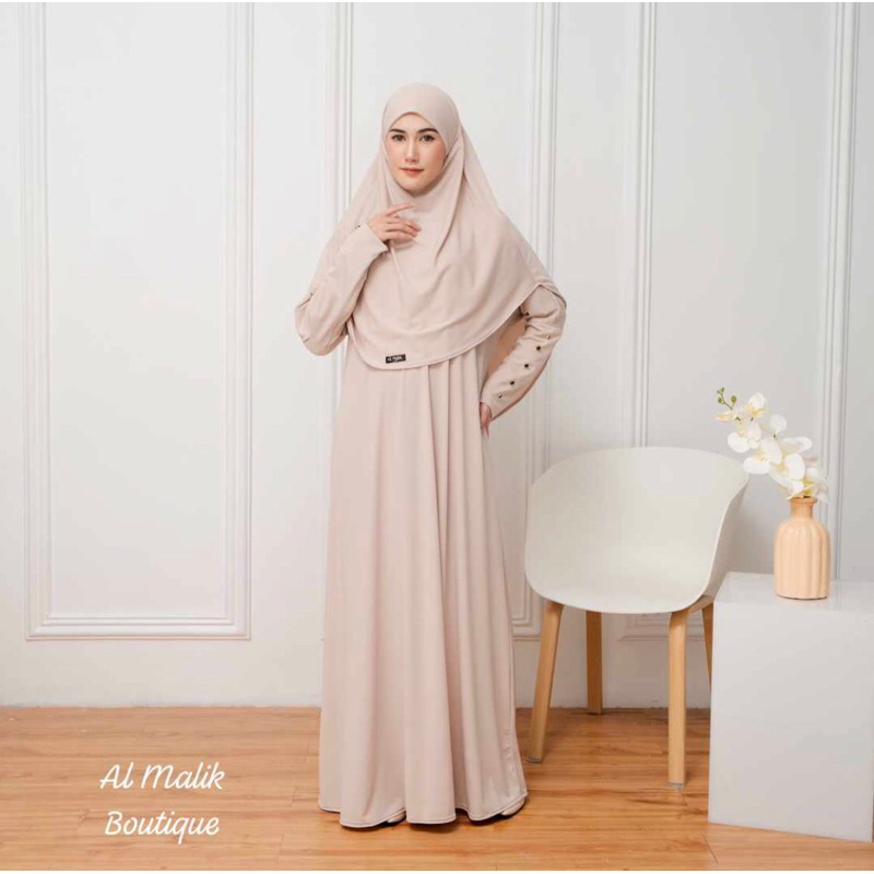 SET ABAYA KHIMAR SYARI JERSEY PREMIUM By Al Malik Bahan Tebal Adem Lembut | ABAYA JERSEY PREMIUM | G