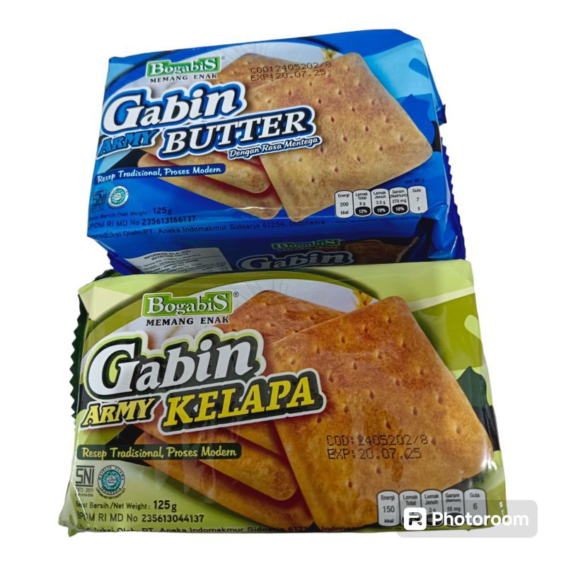 

camilan snack Bogabis gabin 125grRasa Army butter Army kelapa