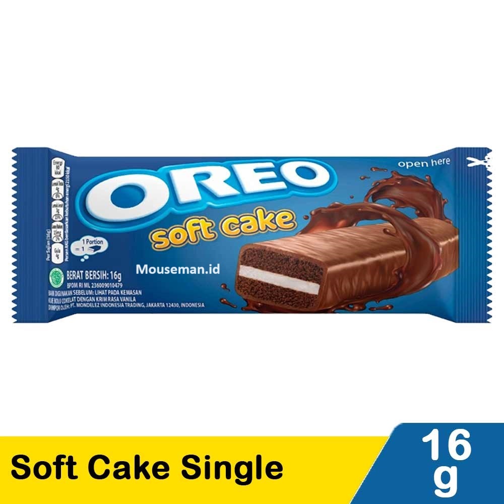 

OREO Coklat Soft Cake CHOCOLATE KUE BOLU COKELAT DENGAN KRIM RASA VANILA 16gr