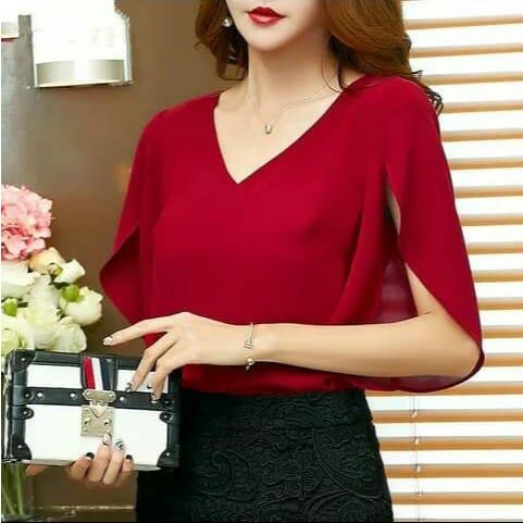 ATASAN WANITA KOREA BLOUSE KAILA /TERBARU/MERAH/CREAM/UKURAN L DAN XL/KOREA/BANGKOK/FASHION WANITA