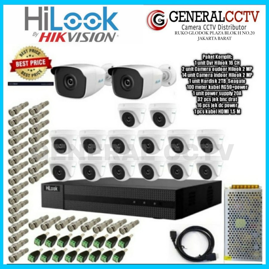 Paket Cctv Hilook 16 Camera 2 MP Turbo HD Paket Komplit