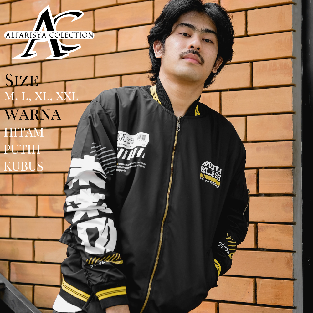 Jaket Pria Bomber Hitam Putih Keren Distro