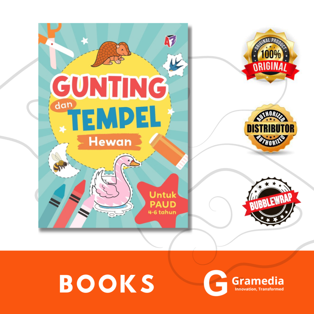 Gramedia Sukabumi - (BUKU MURAH) -  Buku Anak Gunting dan Tempel Hewan Untuk PAUD 4-6 tahun (Tim BIP