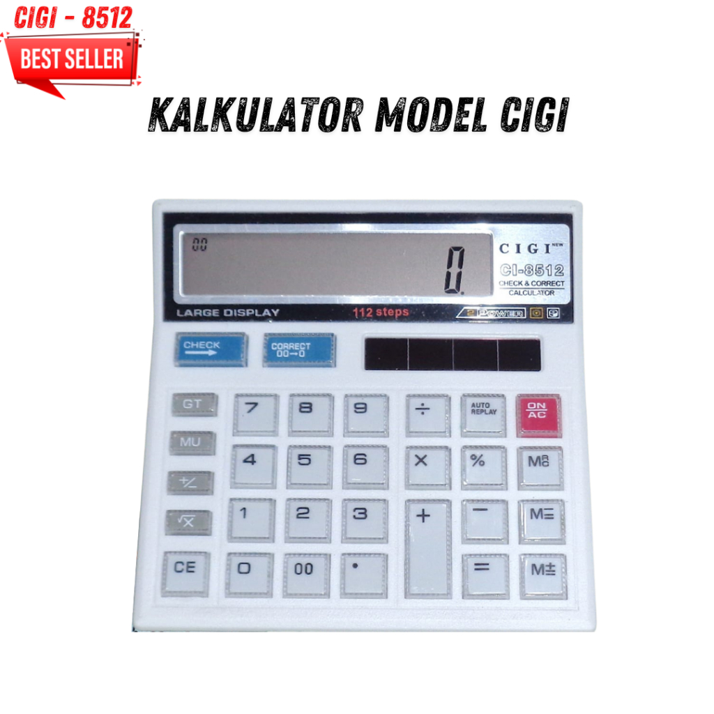 

Kalkulator cigi 8512 / Kalkulator dagang 12 digit / Calculator check and correct