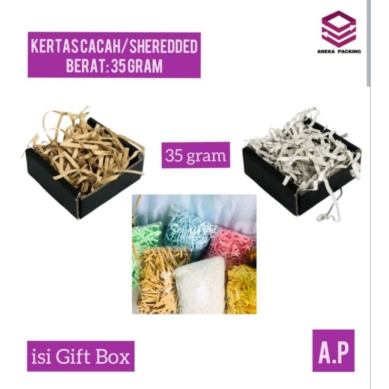 

Kertas Sherededd 35 gram/Kertas Cacah/isi Gift box/Kawul