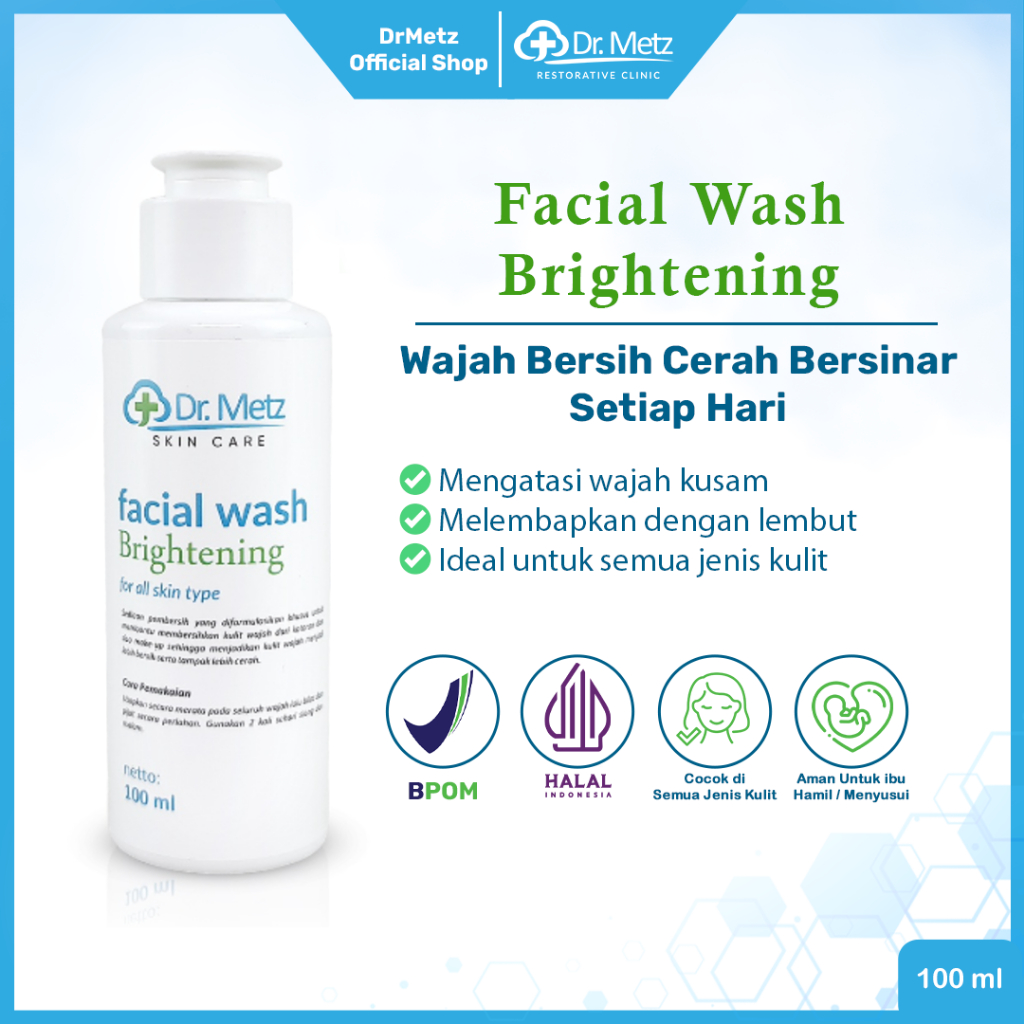 Dr Metz Skincare Facial Wash Brightening 100 ML - Mencerahkan Kulit Wajah BPOM Halal DRM