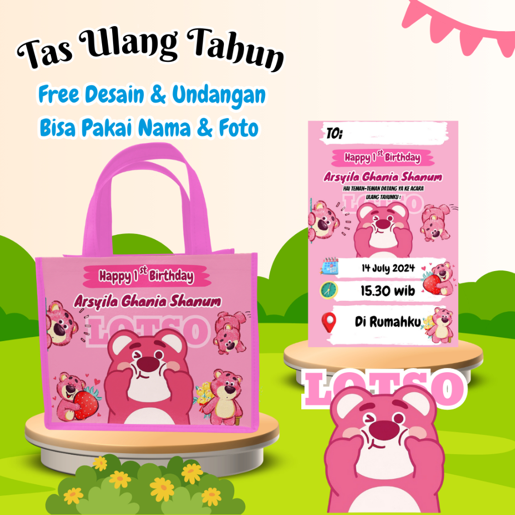 

40 Pcs Tas & Free Undangan Anak Ulang Tahun Custom Desain Muat Kfc Snack