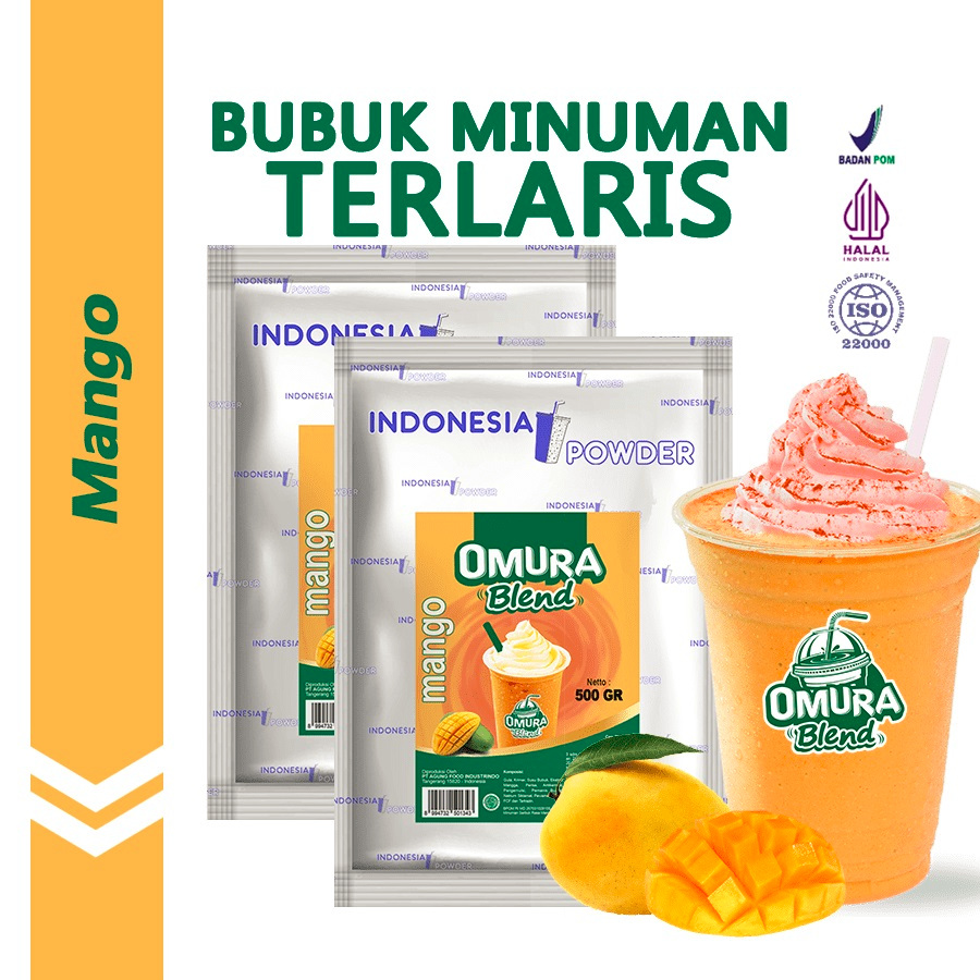 

[Bundle 2Bag x 500gr] Rasa Mango Bubuk Minuman Premium Merk Omura Blend (Mix Gula)