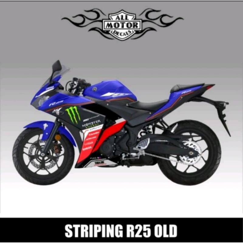 Decal Striping Yamaha Yzf R25 Old Stiker Variasi Motif Grafis Monster E