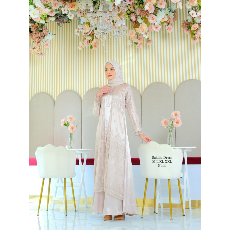 GAMIS SAKILLA DRESS  PREMIUM | GAMIS BUSUI | GAMIS SATIN MIX TILLE SAPTO | DRESS PESTA MEWAH | GAMIS