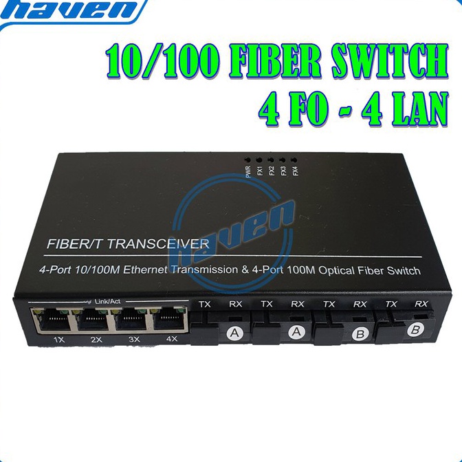 Media Converter 4 Port FO 4 Port LAN Switch Fiber Optic Konverter Fiber Optik 4 FO 4 LAN o PF6