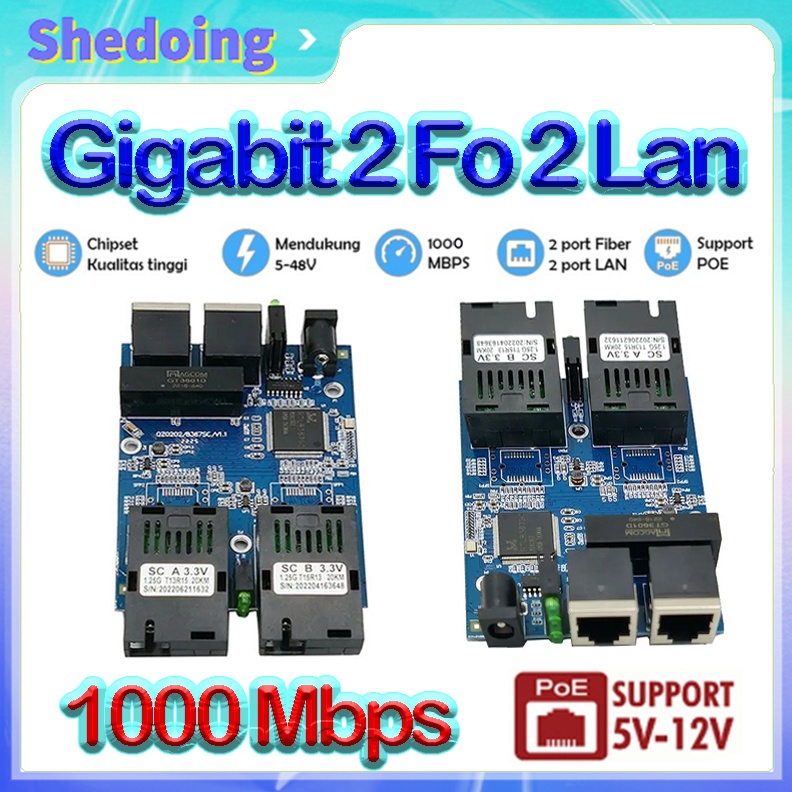 POEGigabit Media Converter Gigabit 2 FO 2 LAN 2G2E PCB Htb Gigabit Htb 2 FO 2 LAN Fiber Optical 2 RJ