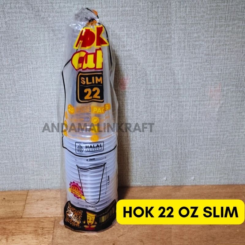 Gelas plastik 22 oz / Cup 22 oz isi 25 pcs Merk HOK