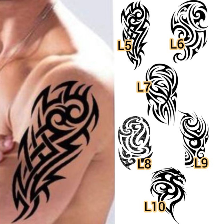 KODE D33I Tato Temporer Tribal Tato simple tato pria Tato setengah lengan Stiker Tato Minimalis  L