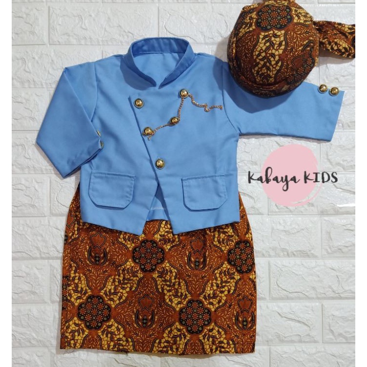 KODE P43F Beskap Anak dan Bayi Biru Muda FREE BLANGKON