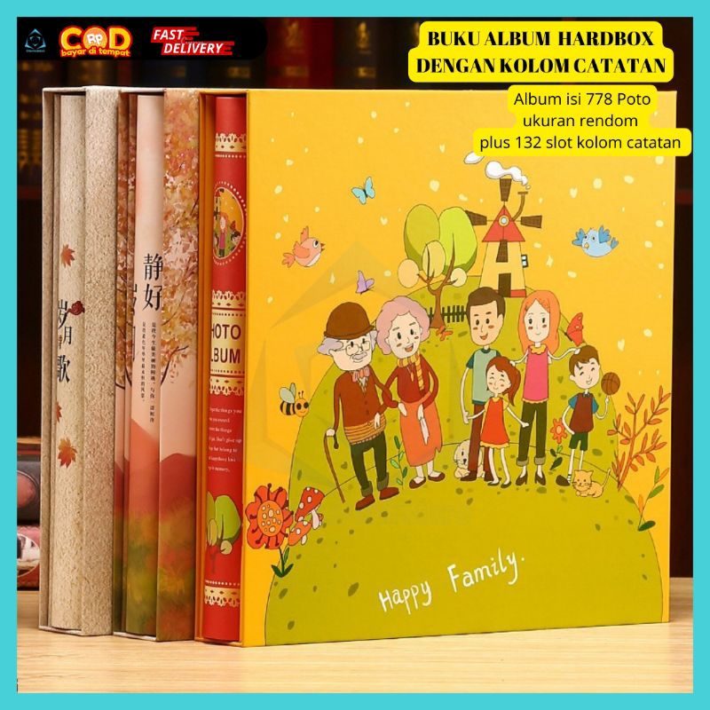 BUKU ALBUM HARDBOX ISI 778 POTO DENAGN KOLOM CATATAN 132 / HARDBOX HADIAN WEDDING DAN ULANG TAHUN  /