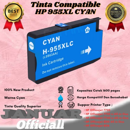 Tinta Catridge Compatible HP 955XL 955XL Cyan ( Biru ) For HP OfficeJet Pro 8210, 8216/8218, 7740 Al