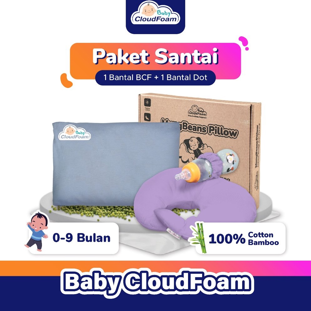 KODE T22E Baby Cloudfoam Paket Santai 1 Bantal Anti Peyang  1 Bantal Holder Dot Bayi