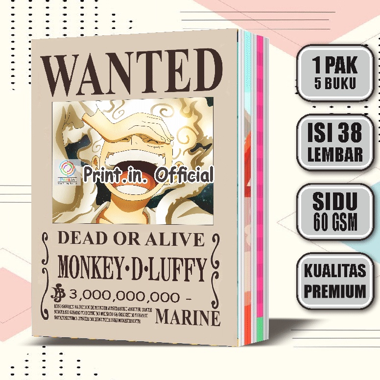 

KODE F63J Buku Tulis Custom One Piece luffi zoro sanji nami usop 38 Lembar Buku Tulis Sekolah