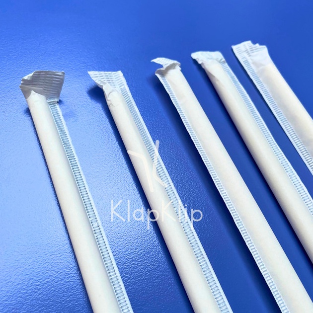 Hot 1pack  1pcs Paper Straw Wrapping Bungkus Kertas Lurus 7mm x 21mm  Sedotan Kertas Warna Putih Bun