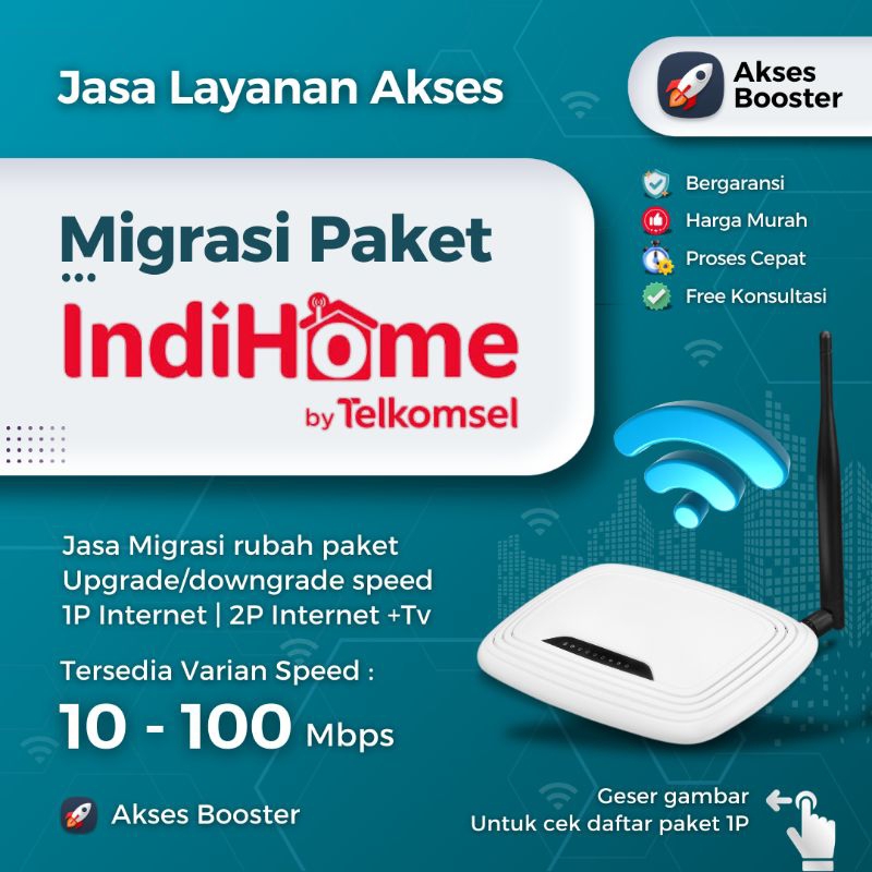 Migrasi Paket Indihome | Speed 10 - 100 Mbps | 1P Internet Only | 2P Internet + T'v | Upgrade Indiho