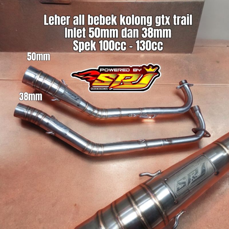leher knalpot srj racing 354 leheran header all bebek 100cc - 130cc model kolong inlet 50mm 38mm gtx