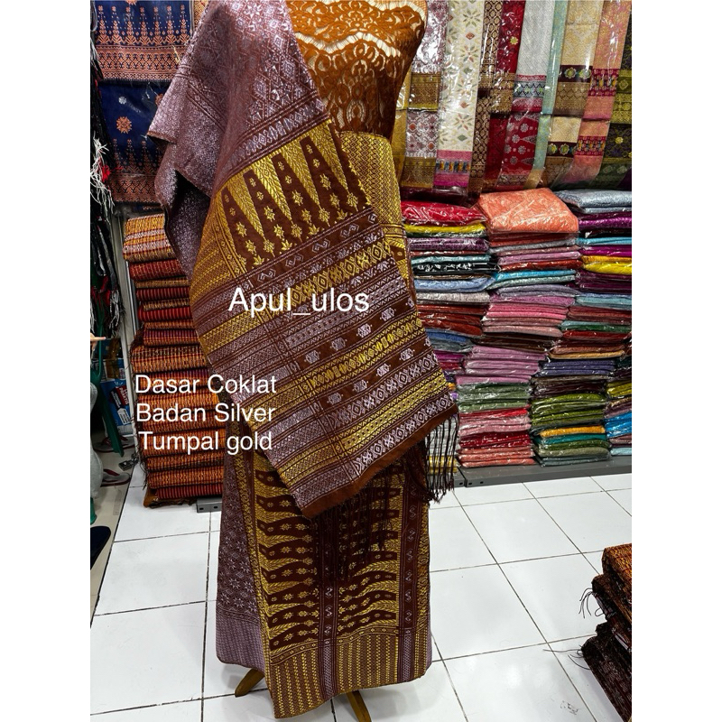 Songket TTS tumtuman tanpa sambung Coklat mewah full purada kristal