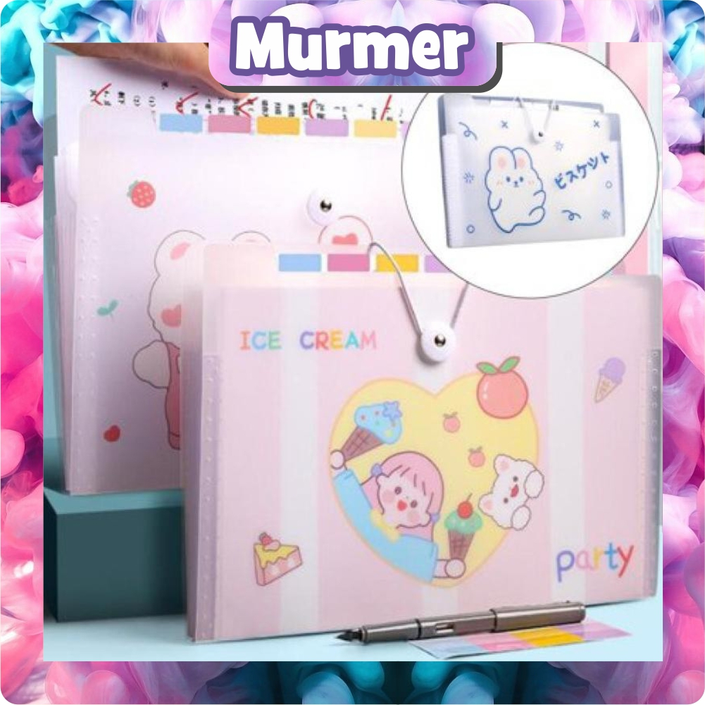 

MurmerOfficial Tas File A4 8 Sekat 12 Sekat Indeks Bahan Lucu Document Bag A4 Cute File Folder Organizer R1115