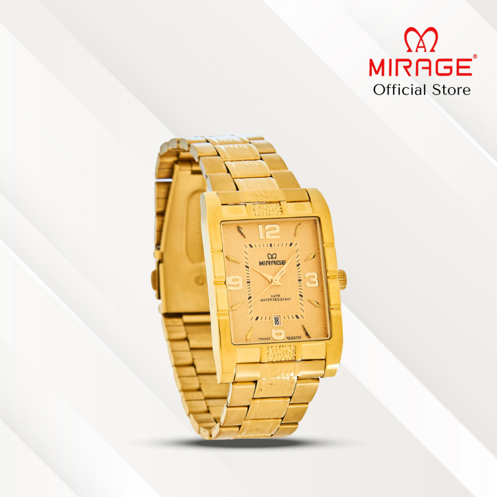 Mirage Jam Tangan Pria Analog 8461 M Gold Original Stainless