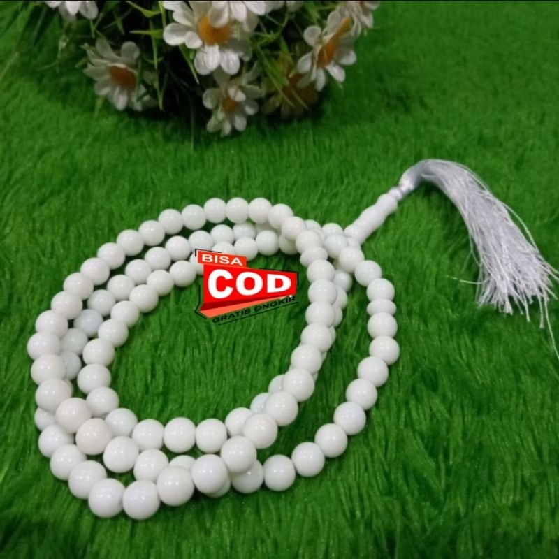 TASBIH BATU GIOK PUTIH SUSU 8MM 99BUTIR ORGINAL