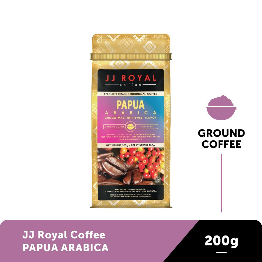 

JJ ROYAL Coffee Kopi PAPUA ARABICA Ground / Beans Bag 200g