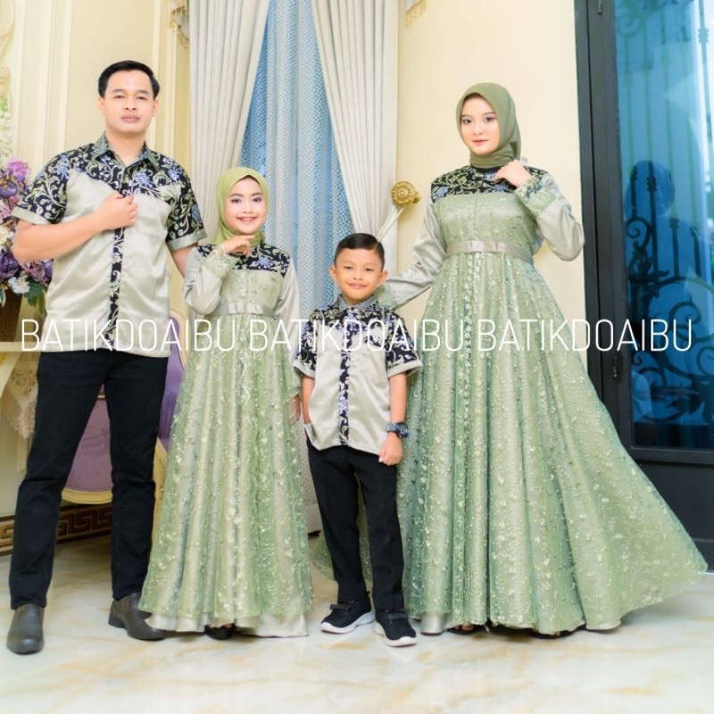 Couple keluarga syari muslimah dress gamis couple baju couple pasangan gaun pesta muslimah batik