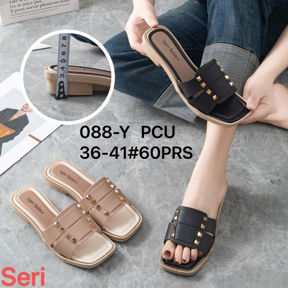 Sandal selop hiasan duri permata{088-Y}....Sandal wanita simple >>>ukuran 36/41 ...(2 varian warna)