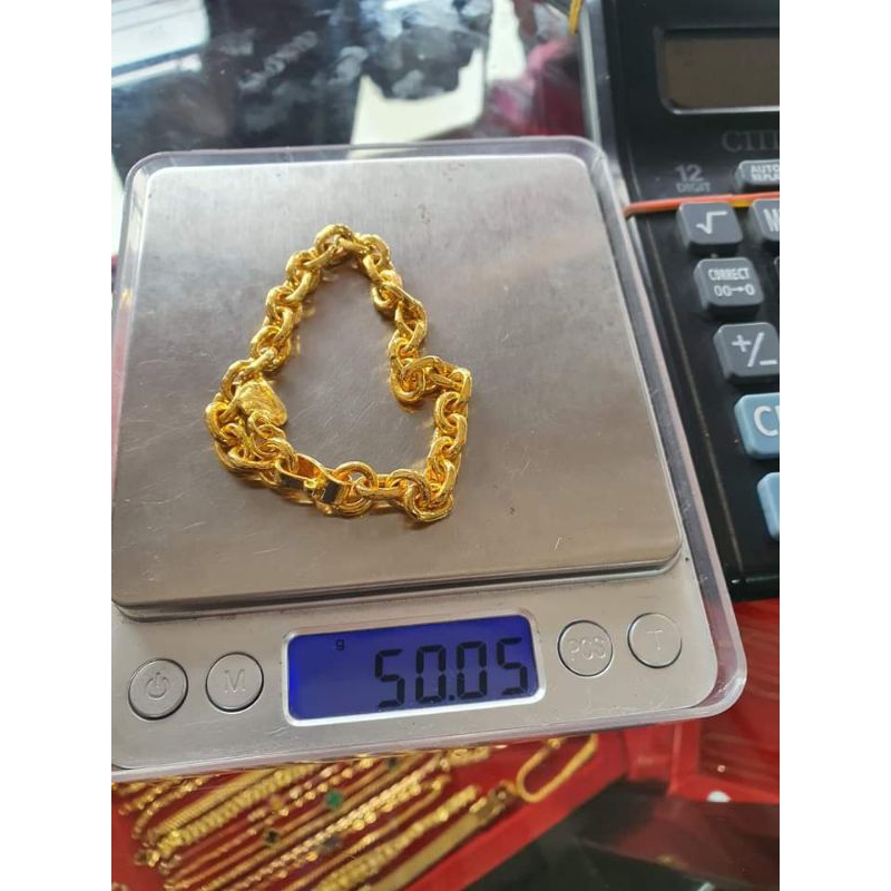 Gelang Rante Rel 50 gram Emas LM/London 24K kada 99,99%
