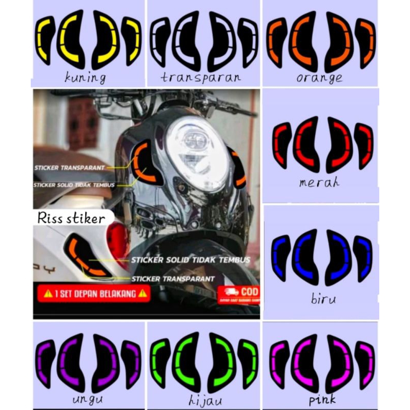 stiker lampu scoopy sen depan belakang tahun 2020-2024